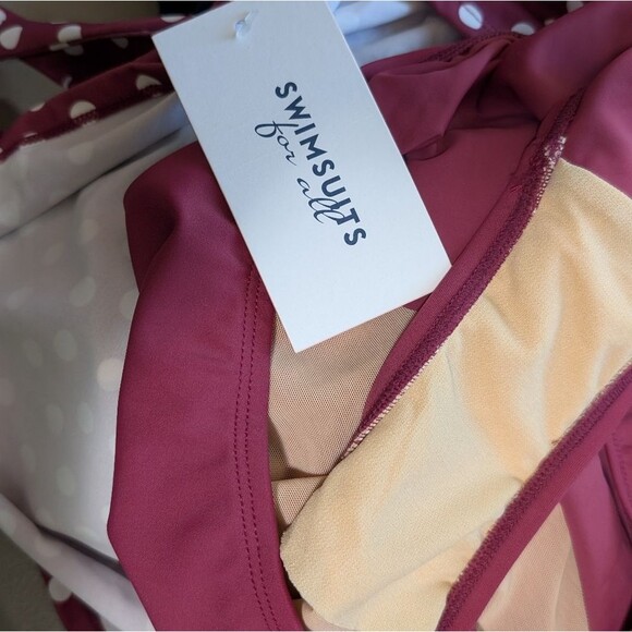 NWT Swimsuits for All Adjustable One Piece Swimsuit polka dot halter size 16 - Picture 4 of 7